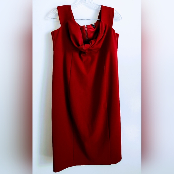 Torrid Bodycon Dress Off Shoulder Midi - Knee Length Formal - Dark Red - 1X - Picture 8 of 11